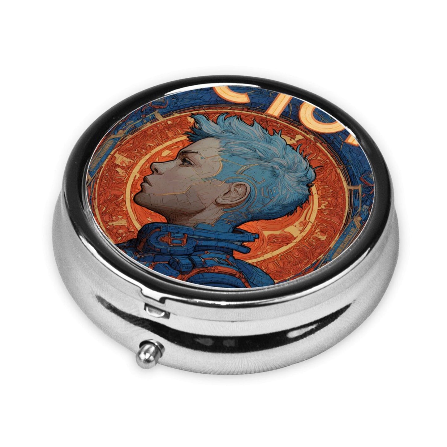 Vintage Adventure Scene Portable Pill Box / Jewelry Case