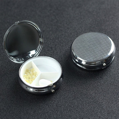 Vintage Art Pocket Pill Case – Round Mini Storage Box with Forest Path Illustration