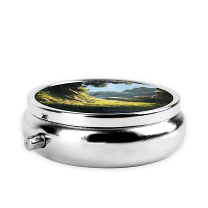 Portable Round Mini Storage Box - Sunlit Valley Path Art Design