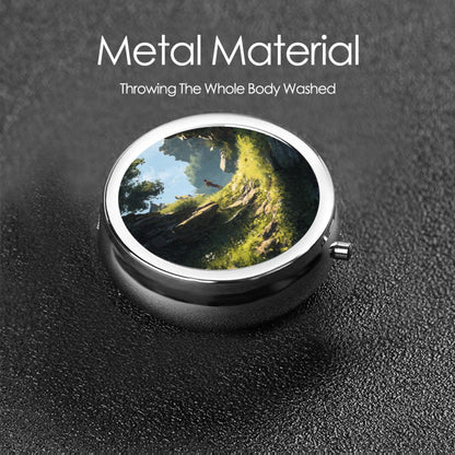 Portable Round Mini Storage Box - Sunlit Valley Path Art Design
